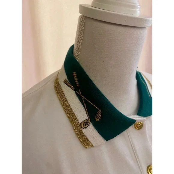 NWT Natty Golf white Polo Shirt sparkly embellished accents Women's Small - Picture 4 of 7
